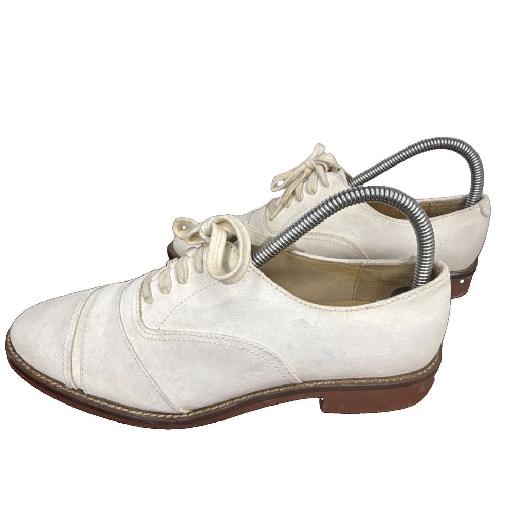 Ralph Lauren Team USA Olympic Flat White Nubuck Oxford Shoes Women's Size 7.5